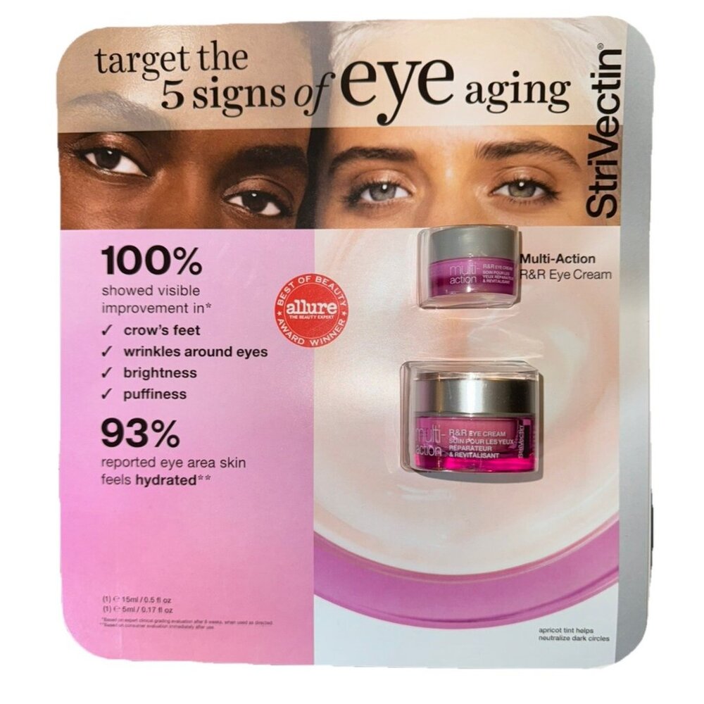 Strivectin Multi-Action R&R Eye Cream Duo 15ml & 5ml For Puffiness Wrinkles & Hy